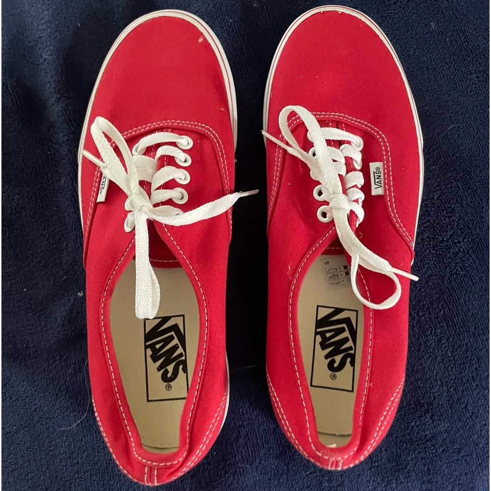 Unisex Vans Red Sneakers Size: 9.5 Women/8 Men